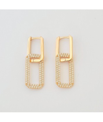 Boucles d'Oreilles Union - Créoles Plaqué Or 18K et Zirconium - 3 cm Le MVP de beaucoup