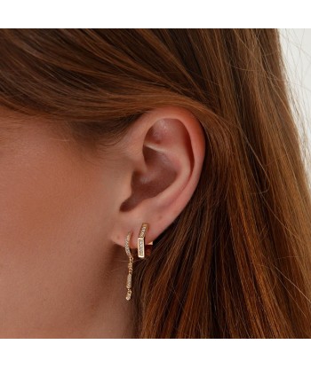 Boucles d'Oreilles Affinity - Créoles Plaqué Or 18K et Zirconium - 2,5 cm ou a consommer sur place