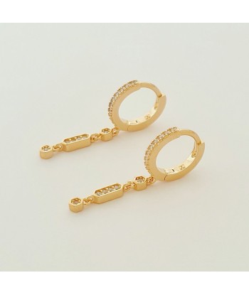 Boucles d'Oreilles Affinity - Créoles Plaqué Or 18K et Zirconium - 2,5 cm ou a consommer sur place