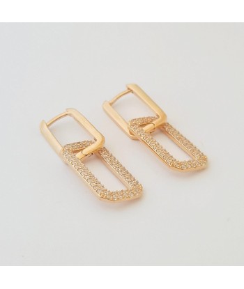 Boucles d'Oreilles Union - Créoles Plaqué Or 18K et Zirconium - 3 cm Le MVP de beaucoup