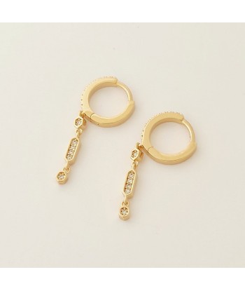 Boucles d'Oreilles Affinity - Créoles Plaqué Or 18K et Zirconium - 2,5 cm ou a consommer sur place