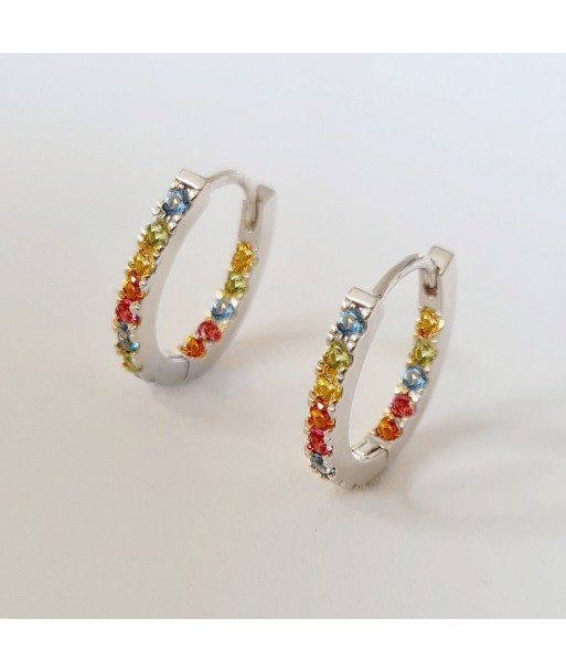 Boucles d'Oreilles Rainbow Loop - Créoles Argent 925 Rhodié et Zirconium - 1,5 cm Toutes les collections ici