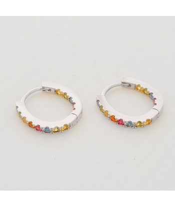 Boucles d'Oreilles Rainbow Loop - Créoles Argent 925 Rhodié et Zirconium - 1,5 cm Toutes les collections ici