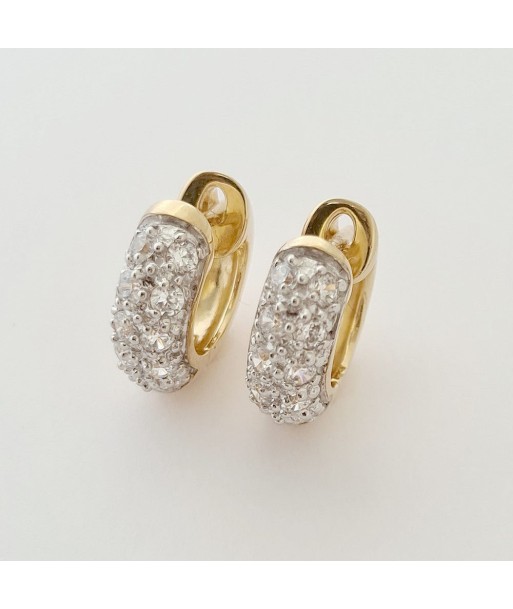 Boucles d'Oreilles Créoles Bliss - Créoles Plaqué Or 18K et Zirconium - 1 cm Venez acheter