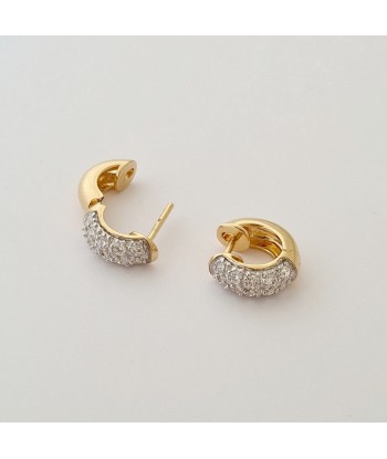 Boucles d'Oreilles Créoles Bliss - Créoles Plaqué Or 18K et Zirconium - 1 cm Venez acheter