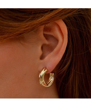 Boucles d'Oreilles Bonny - Créoles Plaqué Or 18K - 2 cm rembourrage situé sous