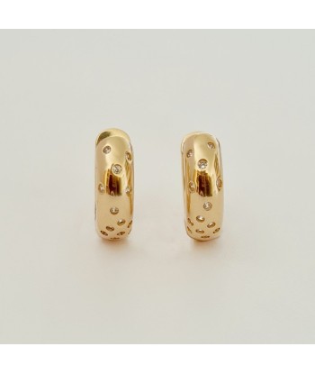 Boucles d'Oreilles Stardust - Créoles Plaqué Or 18K et Zirconium - 1,3 cm Faites des économies