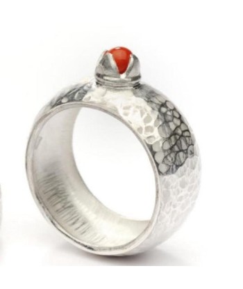 Bague Baie rouge Argent et Corail de Méditerranée destockage