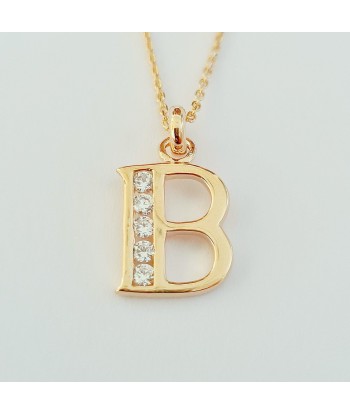 Collier Lettre B - Basic & Perfect - Plaqué Or 18K Zirconium les muscles