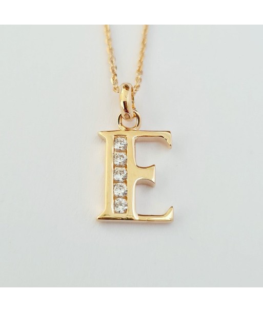 Collier Lettre E - Basic & Perfect - Plaqué Or 18K Zirconium soldes