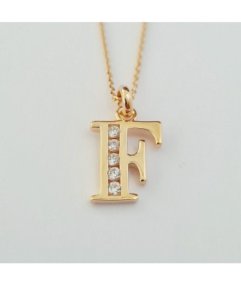 Collier Lettre F - Basic & Perfect - Plaqué Or 18K Zirconium en stock