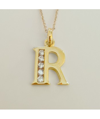 Collier Lettre R - Basic & Perfect - Plaqué Or 18K Zirconium de France