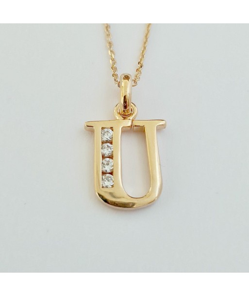 Collier Lettre U - Basic & Perfect - Plaqué Or 18K Zirconium en stock