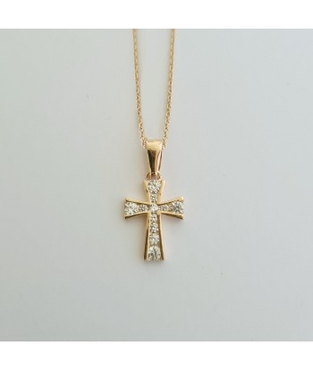 Collier Croix - Plaqué Or 18K et Zirconium basket pas cher