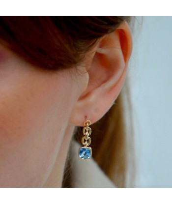 Boucles d'Oreilles Icy - Bleu Givré - Plaqué Or 18K et Cristal - 3 cm 50-70% off 