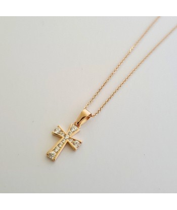 Collier Croix - Plaqué Or 18K et Zirconium basket pas cher