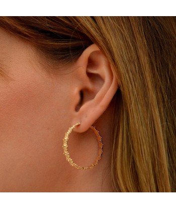 Boucles d'Oreilles Heather - Créoles Plaqué Or 18K - 3 cm Faites des économies