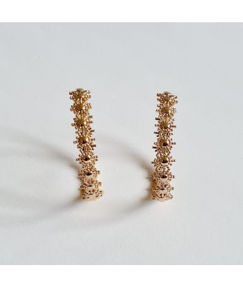 Boucles d'Oreilles Heather - Créoles Plaqué Or 18K - 3 cm Faites des économies