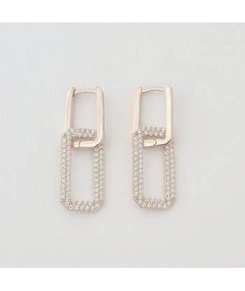 Boucles d'Oreilles Union - Créoles Argent 925 Rhodié et Zirconium - 3 cm les ligaments