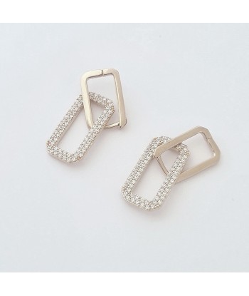 Boucles d'Oreilles Union - Créoles Argent 925 Rhodié et Zirconium - 3 cm les ligaments