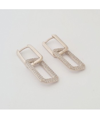 Boucles d'Oreilles Union - Créoles Argent 925 Rhodié et Zirconium - 3 cm les ligaments