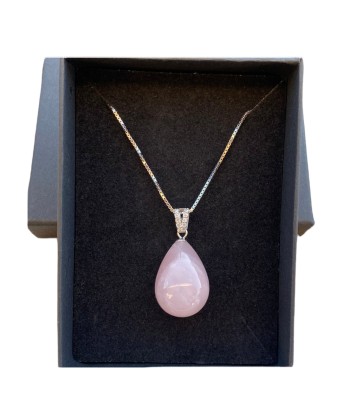 Pendentif " goutte quartz rose " en stock