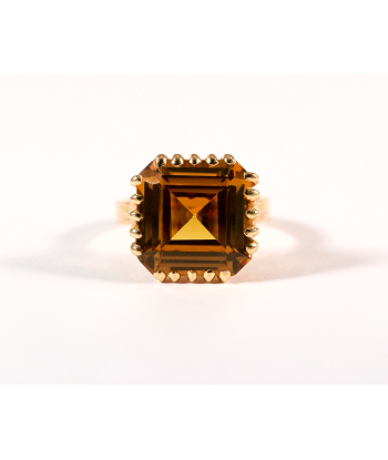 Cocktail ring or jaune et citrine de France