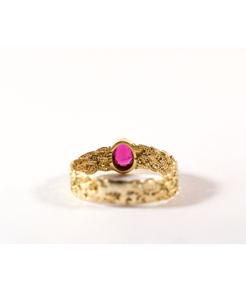 Bague tresse or jaune et rubis pas cher chine