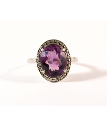 Bague en argent, pierre violette et marcassite en stock