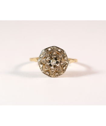 Bague octogonale or jaune et diamants acheter