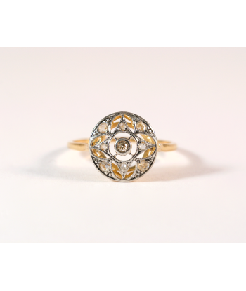 Bague rosace or jaune platine et diamant de France