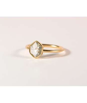 Bague Solitaire or jaune et diamant taille rose français