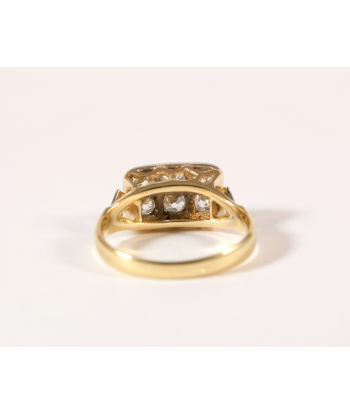 Bague or jaune, platine et pavage diamants taille ancienne destockage