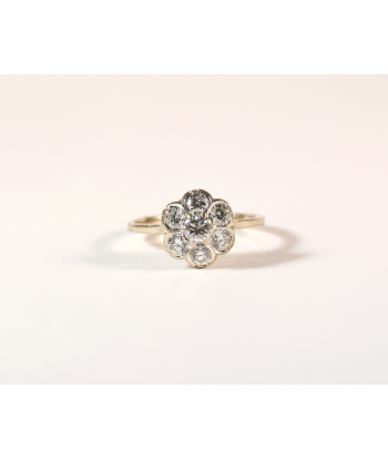 Bague marguerite or gris et diamants de pas cher