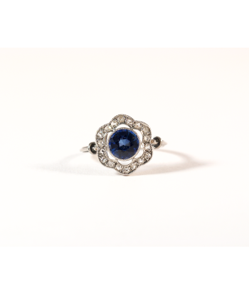 Bague Fleur, platine, diamants et pierre bleue Comparez et commandez 