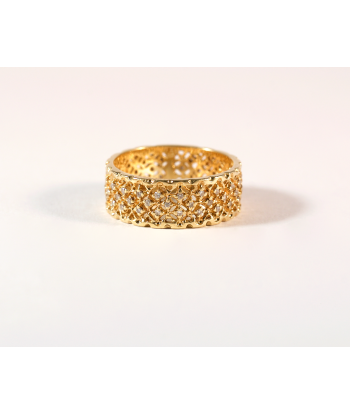 Bague Bandeau dentelle or jaune et diamants la colonne vertébrale