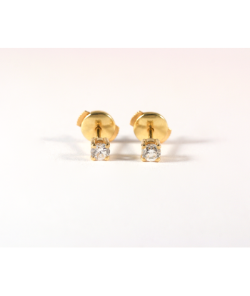 Puces d'oreilles or jaune et diamants le concept de la Pate a emporter 