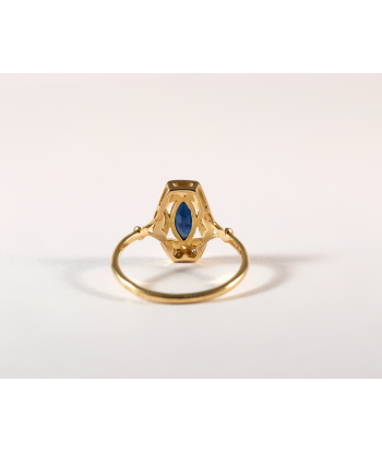 Bague Losange or jaune, saphir et diamants Livraison rapide