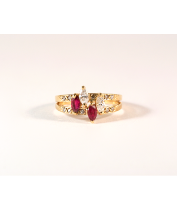 Bague Double Jonc or jaune rubis et diamants 50-70% off 