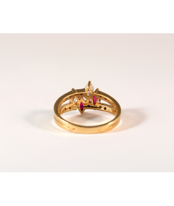 Bague Double Jonc or jaune rubis et diamants 50-70% off 