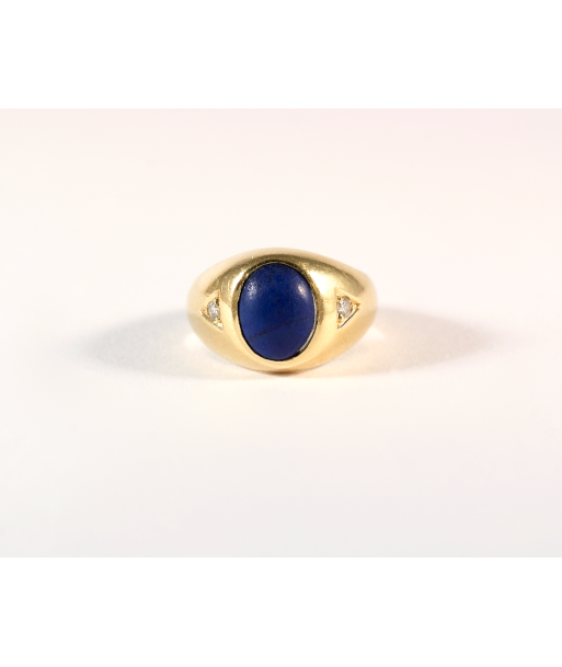 Chevalière Lapis Lazuli or jaune et diamants Les êtres humains sont 