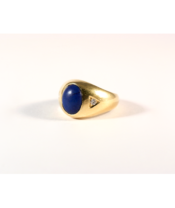 Chevalière Lapis Lazuli or jaune et diamants Les êtres humains sont 