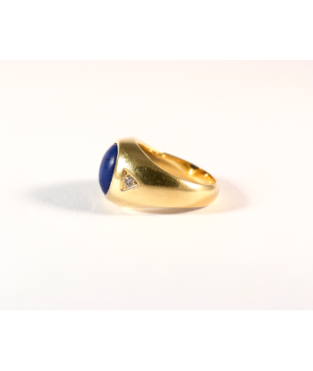 Chevalière Lapis Lazuli or jaune et diamants Les êtres humains sont 