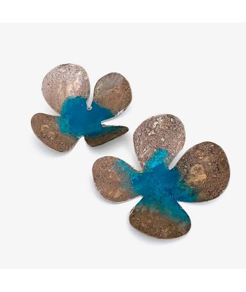 Boucles d'oreilles Fleurs gris/bleu livraison et retour toujours gratuits