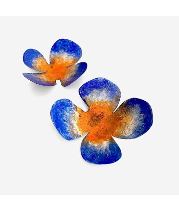 Boucles d'oreilles Fleurs bleu/orange pour bénéficier 